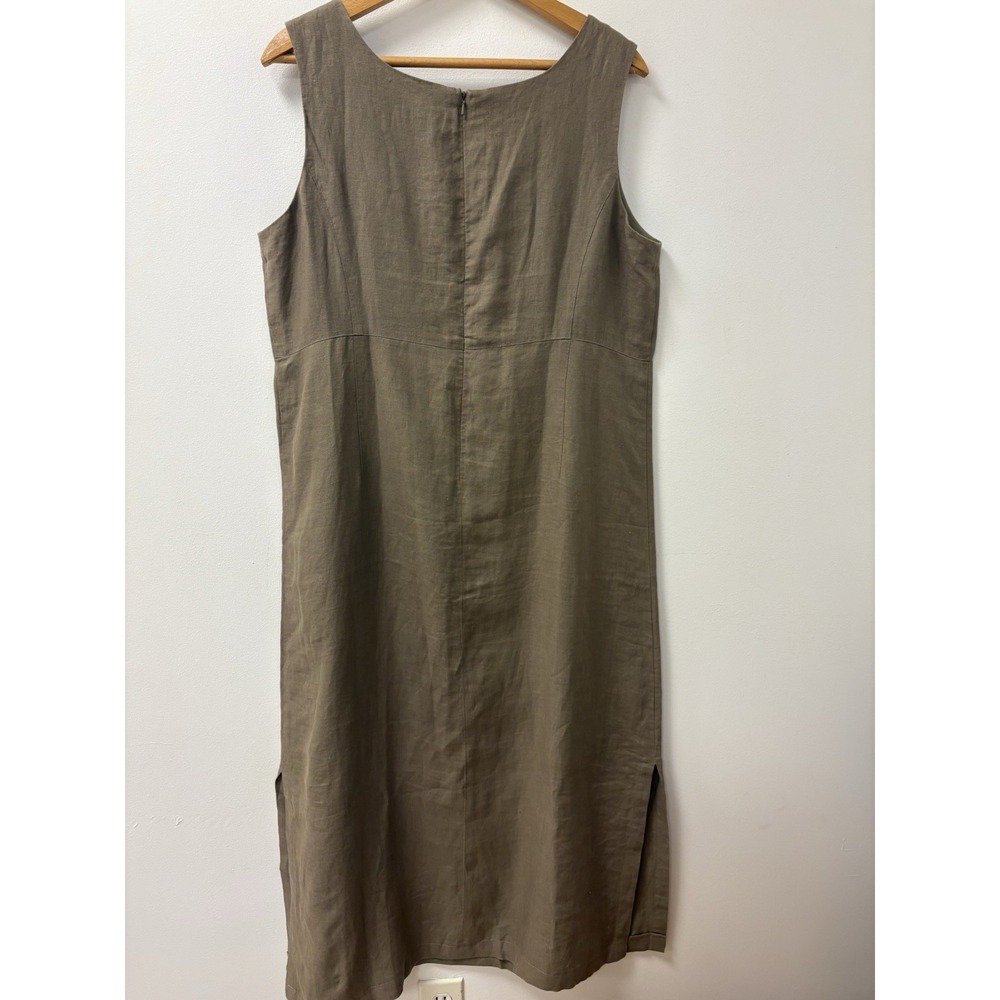 VTG Rafaella Dress Sz 10 100%Linen Tan/Beige Sleeveless Buttons Midi Lagenlook - Picture 4 of 6